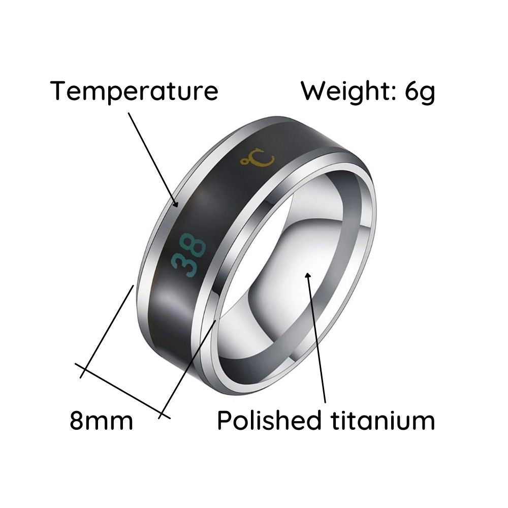 Temperature Ring - Mood Changes Smart Thermometer Stainless Steel