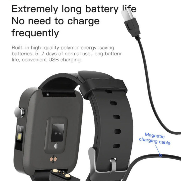 Smart Watch Body Monitor T68 Torch Thermometer Pulse Blood Pressure Oxygen