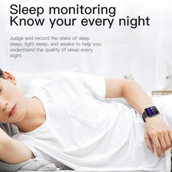 Smart Watch Body Monitor T68 Torch Thermometer Pulse Blood Pressure Oxygen