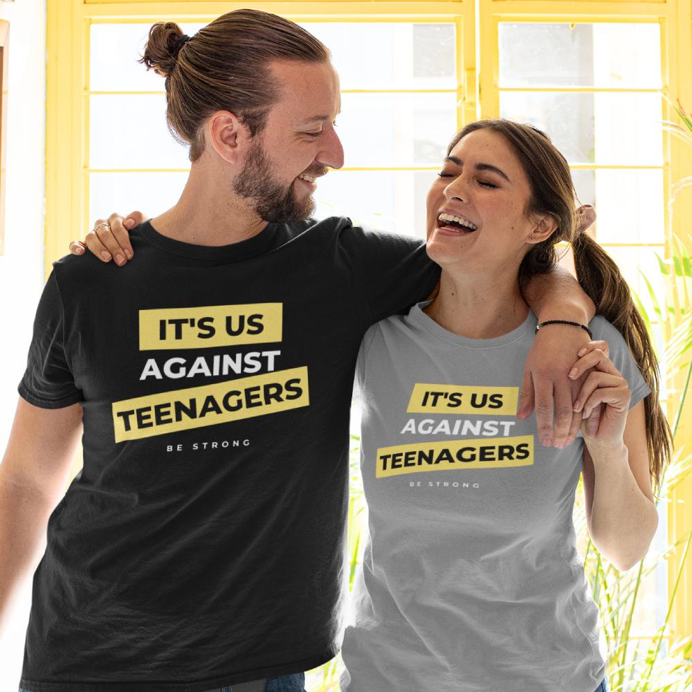 Funny Men's T-shirt "It's Us Against Teenagers" Plus Sizes