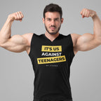 Funny Men's Workout Tank Top "It's Us Against Teenagers" Dads Singlet Gym Workout