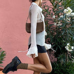 Sheer Top Flare Sleeve Blouse Vintage Gothic Design with French Lace Cuffs