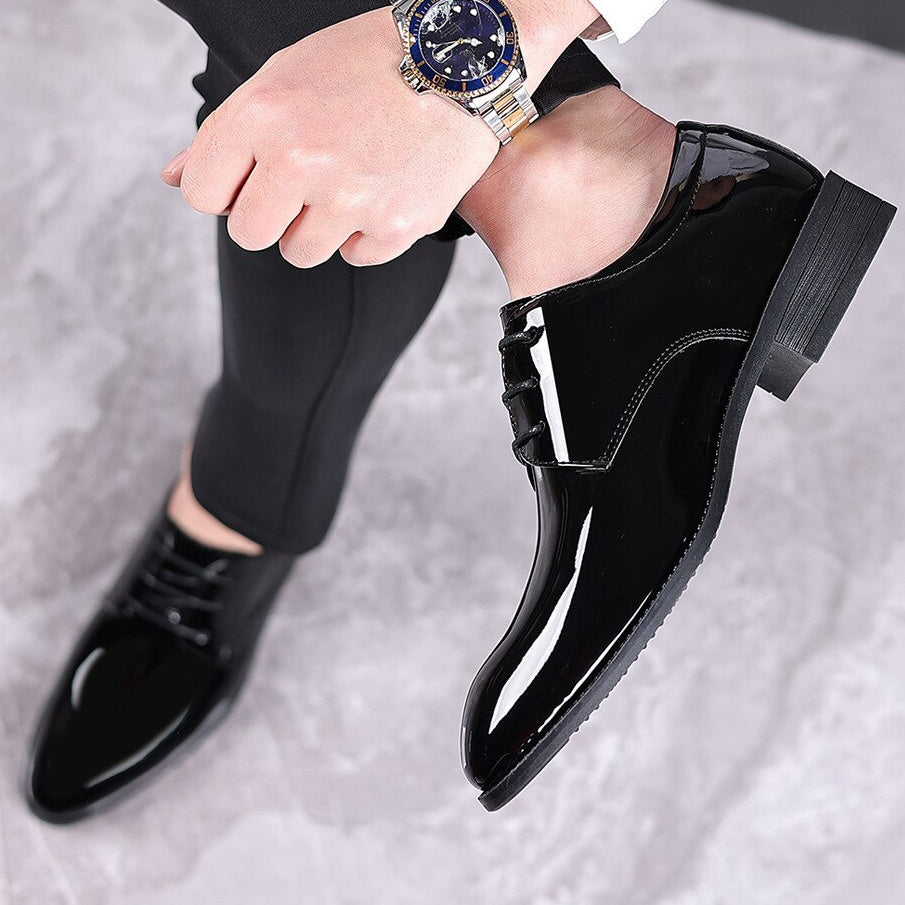 Italiano Black Patent Leather Oxford Dress Shoes Classic Shiny