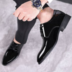 Italiano Black Patent Leather Oxford Dress Shoes Classic Shiny
