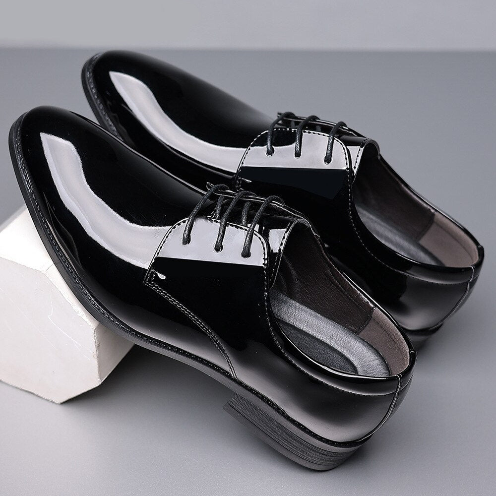 Italiano Black Patent Leather Oxford Dress Shoes Classic Shiny