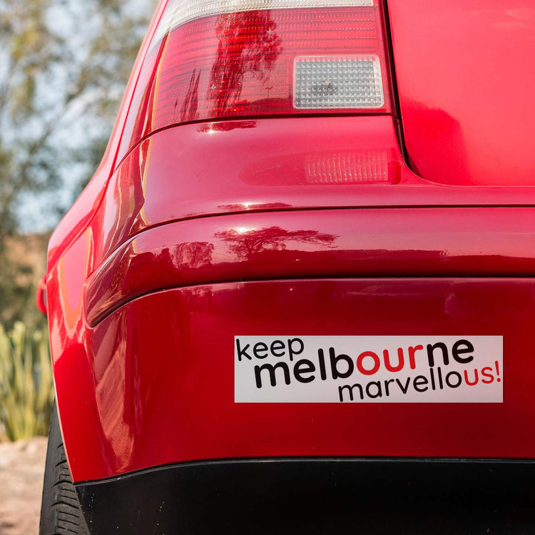 Keep Melbourne Marvellous! Bumper Laptop Stickers - White Background, 20cm x 5cm