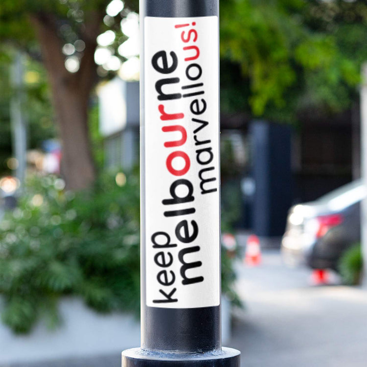 Keep Melbourne Marvellous! Bumper Stickers - White Background, 20cm x 5cm